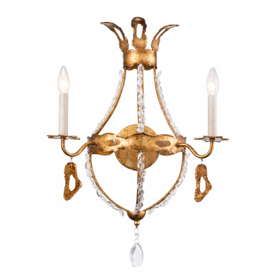 Monteleone 2-Light Sconce Gold Leaf with Crystal Beading