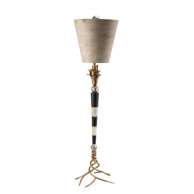 Flambeau Dressy Buffet Table Lamp Black Striped Distressed Gold