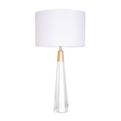 Monroe Clear Faceted Tall Buffet Lamp with Drum shade and Matte Gold accent Crystal base