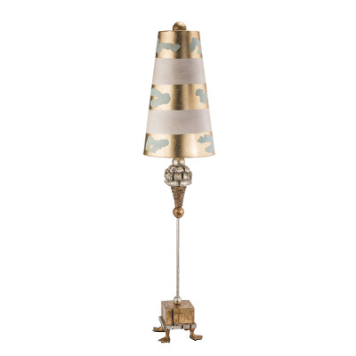 Pompadour Luxe Tall Buffet Lamp Gold with Striped Shade