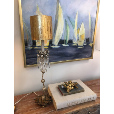 Venetian Crystal and Distressed Finished Accent Table Lamp