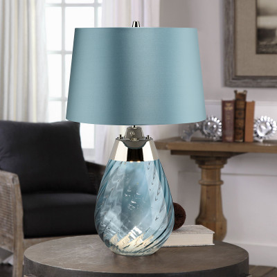 Small Lena Table Lamp Blue with Blue Shade