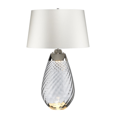 Large Lena Table Lamp Smoke with Off White Satin Shade