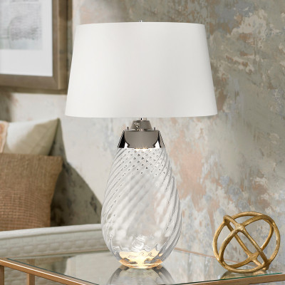 Large Lena Table Lamp Smoke with Off White Satin Shade