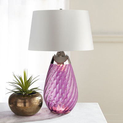 Large Lena Table Lamp Plum with Off White Satin Shade