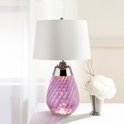 Large Lena Table Lamp Plum with Off White Satin Shade