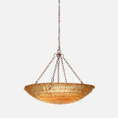 Aitana Chamomile/Gold Translucent Resin/Metal 5-Chain Chandelier 30"D x 25H