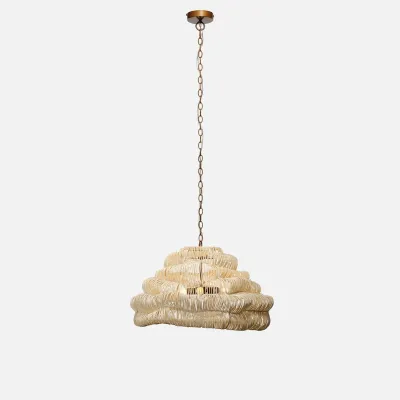 Bettina 26"D x 15"H White Rattan Chandelier