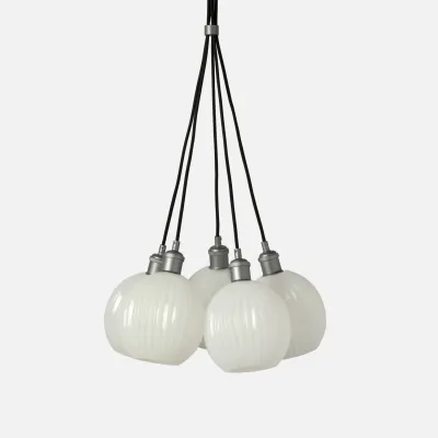 Dax 5-Light 18"D x 60"H White Opaque Resin Silver Metal Chandelier