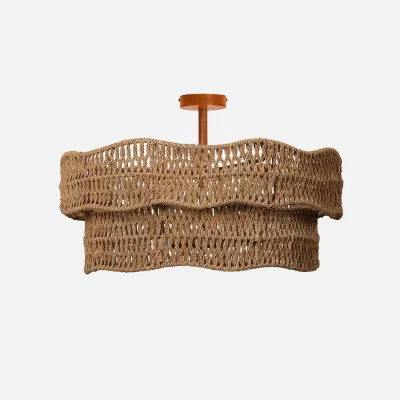 Halina Natural/Gold Lampakanay/Metal Semi-Flush Chandelier 30"D x 12"H