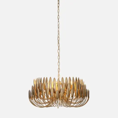 Milano 30"D x 14"H Brushed Gold Wood/Metal Chandelier