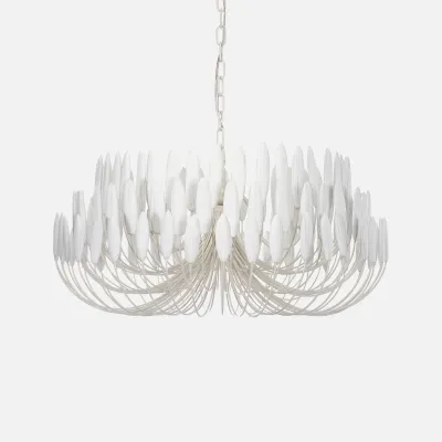 Milano Brushed White Wood/Metal Chandelier