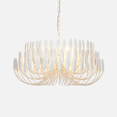 Milano Brushed White Wood/Metal Chandelier