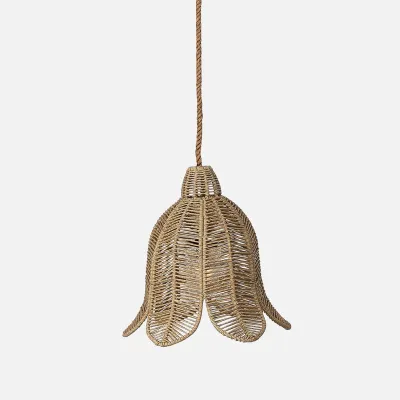 Tiffany Natural Twisted Faux Wicker Pendant Lamp