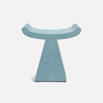 Annika Powder Blue Realistic Faux Shagreen Stool 22"W x 16"D x 22"H