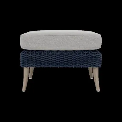 Arla Indoor/Outdoor Ottoman Navy 24"W x 18"D x 14"H Twisted Faux Rope