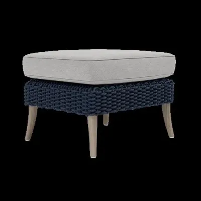 Arla Indoor/Outdoor Ottoman Navy 24"W x 18"D x 14"H Twisted Faux Rope