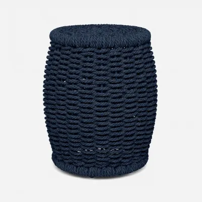 Arla Stool Navy 15"Dx18"H Twisted Faux Rope