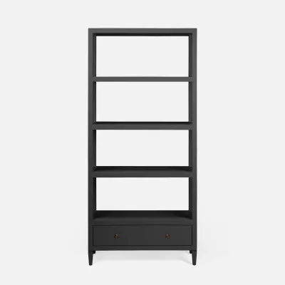 Conrad Bookcase Black 36"L x 14"W x 79"H Faux Raffia