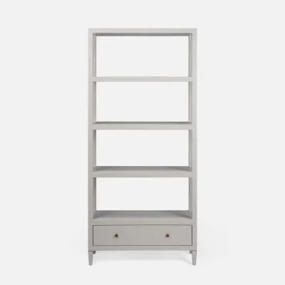 Conrad Bookcase French Gray 36"L x 14"W x 79"H Faux Raffia