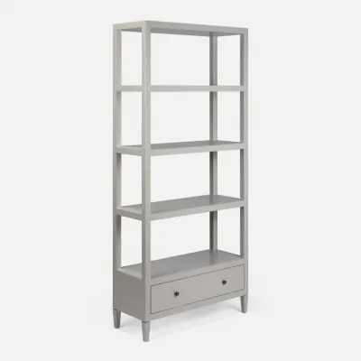 Conrad Bookcase French Gray 36"L x 14"W x 79"H Faux Raffia