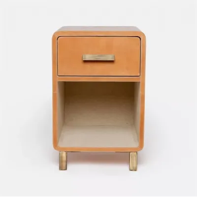 Dante Nightstand Aged Camel Full-Grain Leather