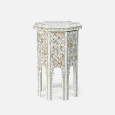 Farrah Natural/Sand Mop/Resin Accent Table 16"D x 24"H