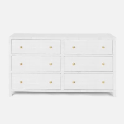 Isla Dresser 60"L x 20"W x 34"H White Peeled Rattan