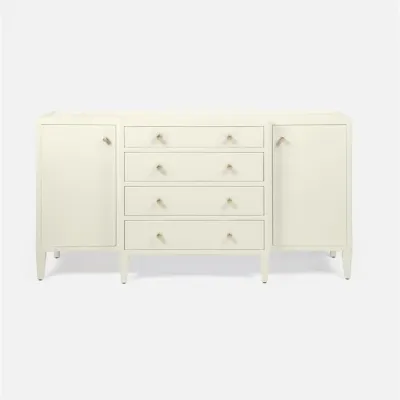 Jarin Deep Drawer Buffet 64"L x 18"W x 34"H White Faux Belgian Linen