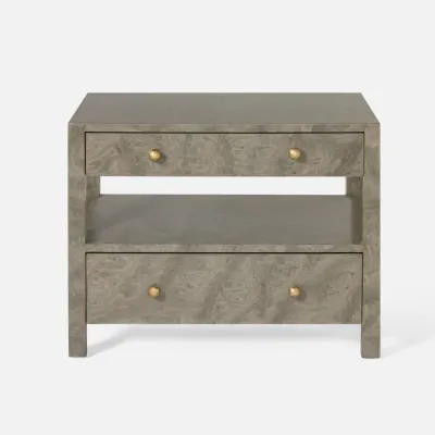 Lindsey Nightstand Gray Burl Veneer