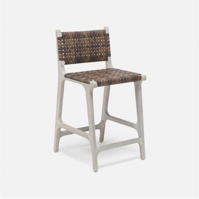 Rawley Indoor/Outdoor Counter Stool 18 in Lx20 in W x 36 in H Walnut Faux Rattan Gray Teak