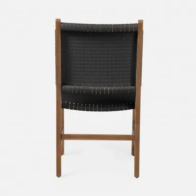 Rawley Indoor/Outdoor Side Chair 20 in W x 24 in D x 39 in H Flat Black Faux Rattan Aged Natural Teak