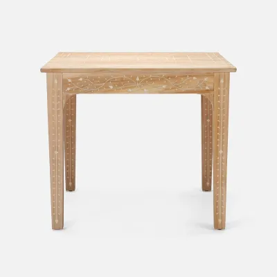 Tamsin Bleached White Teak/Bone Inlay Game Table 36"L x 36"W x 31"H