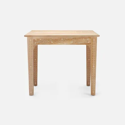 Tamsin Bleached White Teak/Bone Inlay Side Table 30"L x 18"W x 24"H