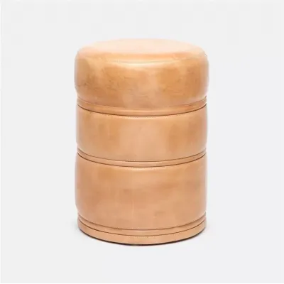 Vaughn Stool 14"D x 20"H Aged Camel Full-Grain Leather