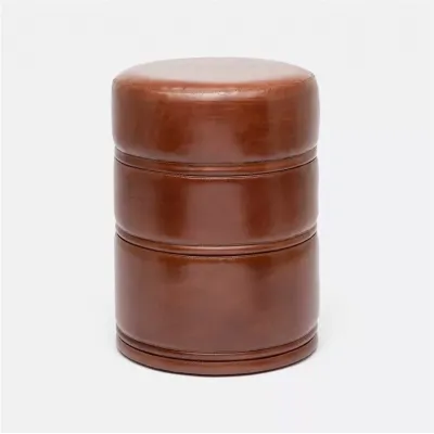 Vaughn Stool 14"D x 20"H Tobacco Full-Grain Leather