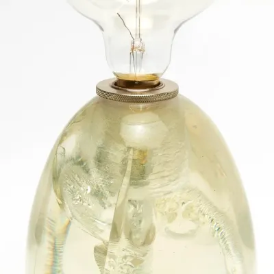 Ameer Clear Crackled Acrylic M/2 W/ Bulb Bookshelf Lamp Large Bk 6"D x 14"H