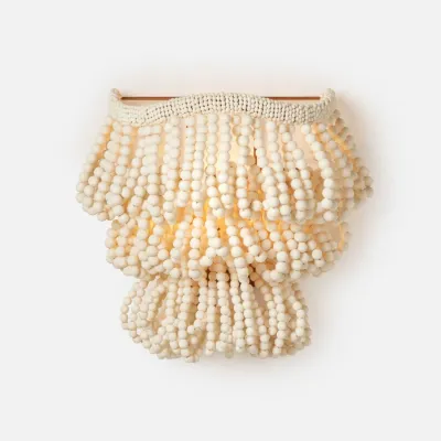 Belva White Wood Beads Sconce