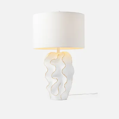 Bethany Table Lamp 17"D x 30"H Matte White Gold Resin