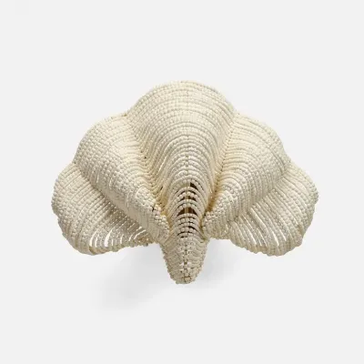 Delmar White/Gold Wood Beads/Metal Sconce 21"L x 11"Wx16"H