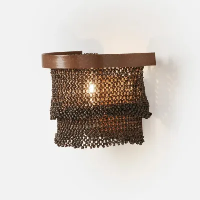 Patricia Sconce 8"W x 6"D x 7"H Bronze Gold Coco Beads Metal