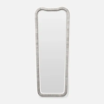 Anela French Gray Peeled Rattan Rectangular Mirror