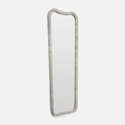 Anela French Gray Peeled Rattan Rectangular Mirror