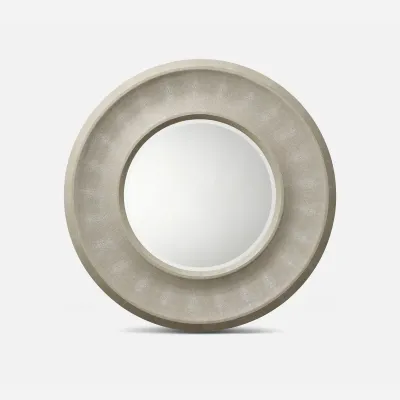 Blaise Sand Faux Shagreen Round Mirror