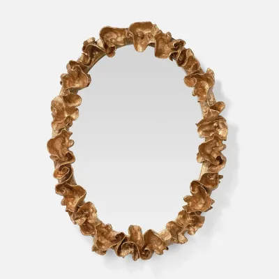 Coco Gold Faux Coral Oval Mirror 36"W X 47"H
