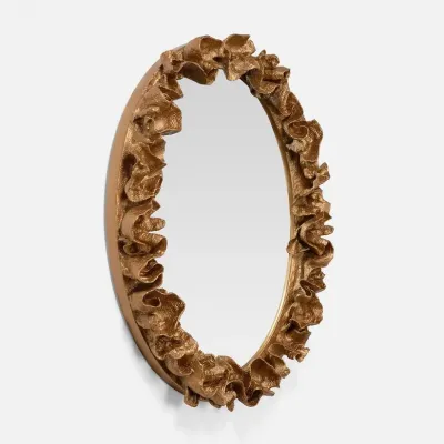 Coco Gold Faux Coral Oval Mirror 36"W X 47"H