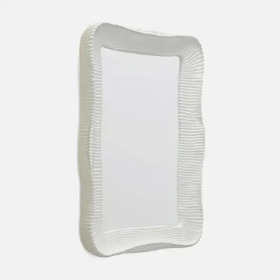 Dalio Matte White Ribbed Resin Rectangular Mirror 27"W X 38"H