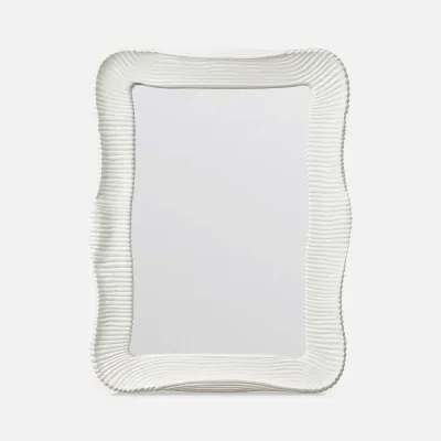 Dalio Matte White Ribbed Resin Rectangular Mirror 30"W x 40"H