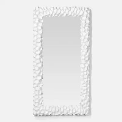 Dara White Plaster Resin Rectangular Mirror 22"W X 42"H