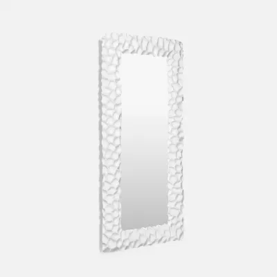 Dara White Plaster Resin Rectangular Mirror 22"W X 42"H